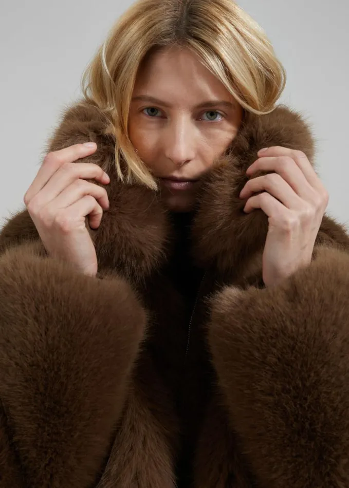 Clothing Women The Frankie Shop Hope Faux Fur Jacket 8211 Camel