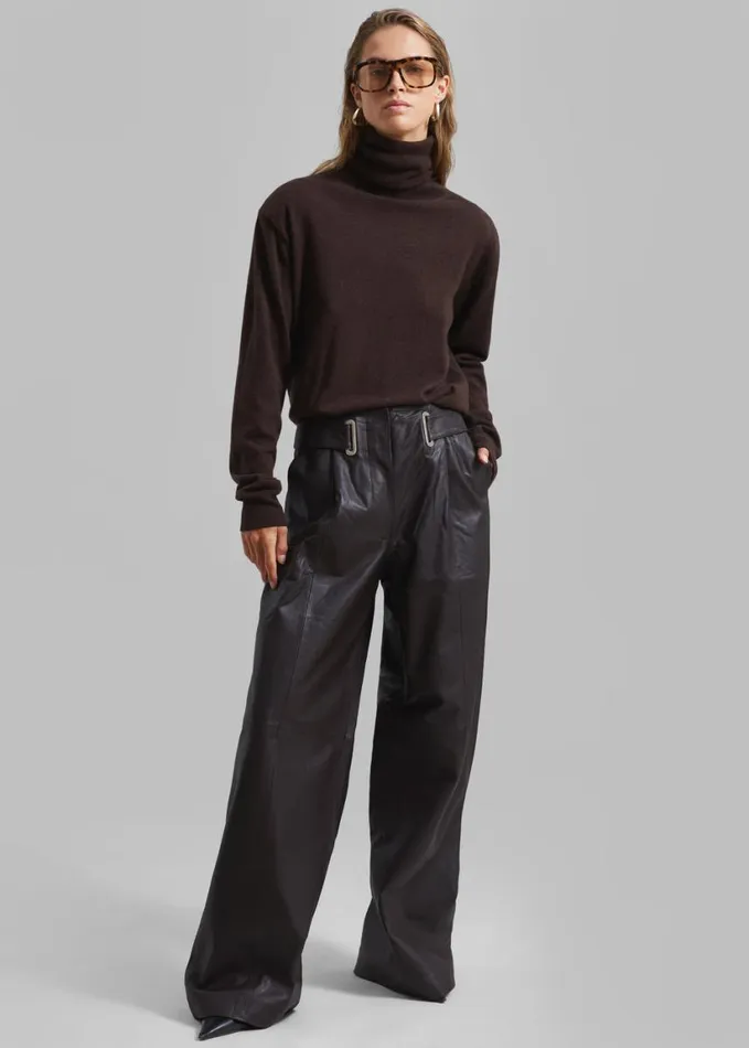 Clothing Women The Frankie Shop Ines Thin Padded Turtleneck 8211 Brown