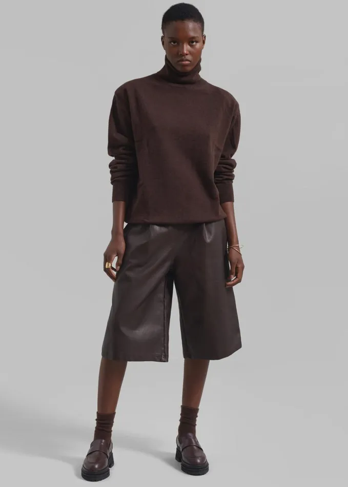 Clothing Women The Frankie Shop Ines Thin Padded Turtleneck 8211 Brown