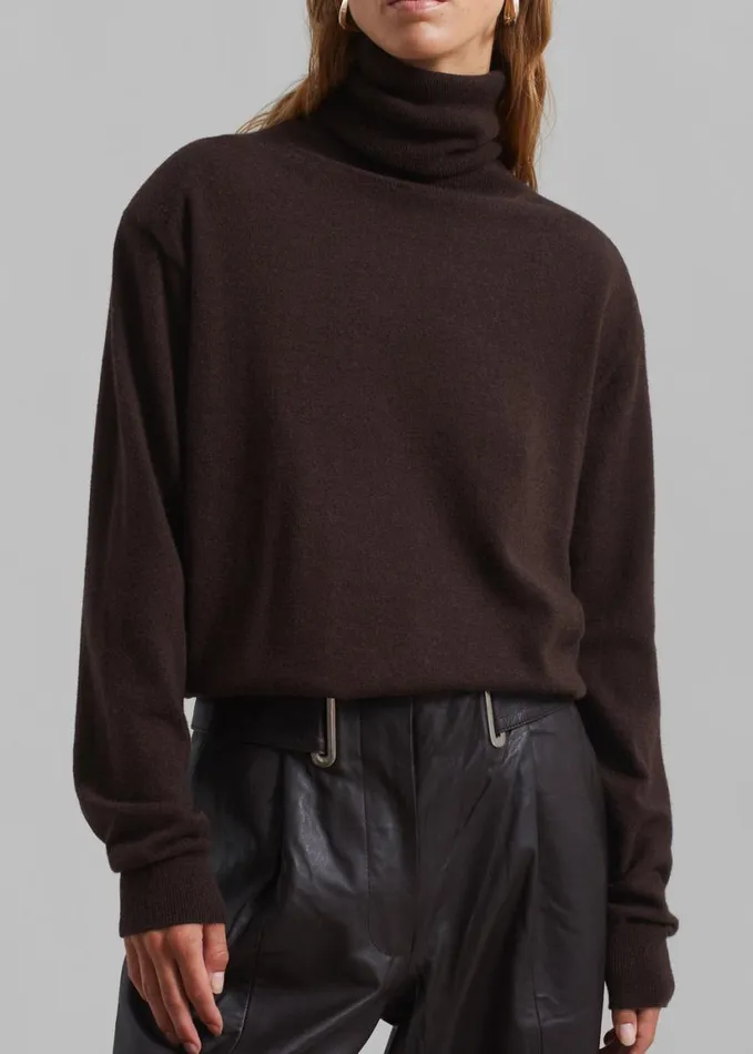 Clothing Women The Frankie Shop Ines Thin Padded Turtleneck 8211 Brown