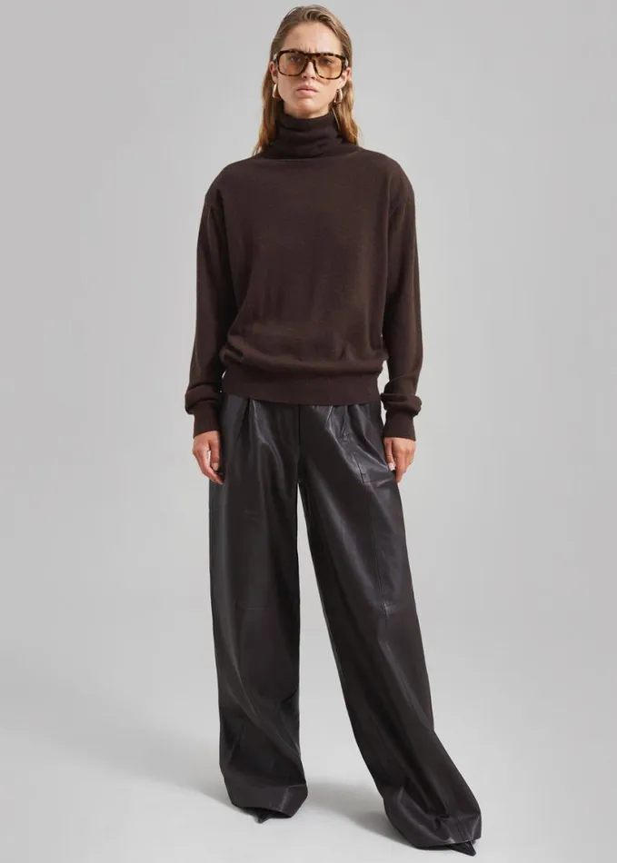 Clothing Women The Frankie Shop Ines Thin Padded Turtleneck 8211 Brown
