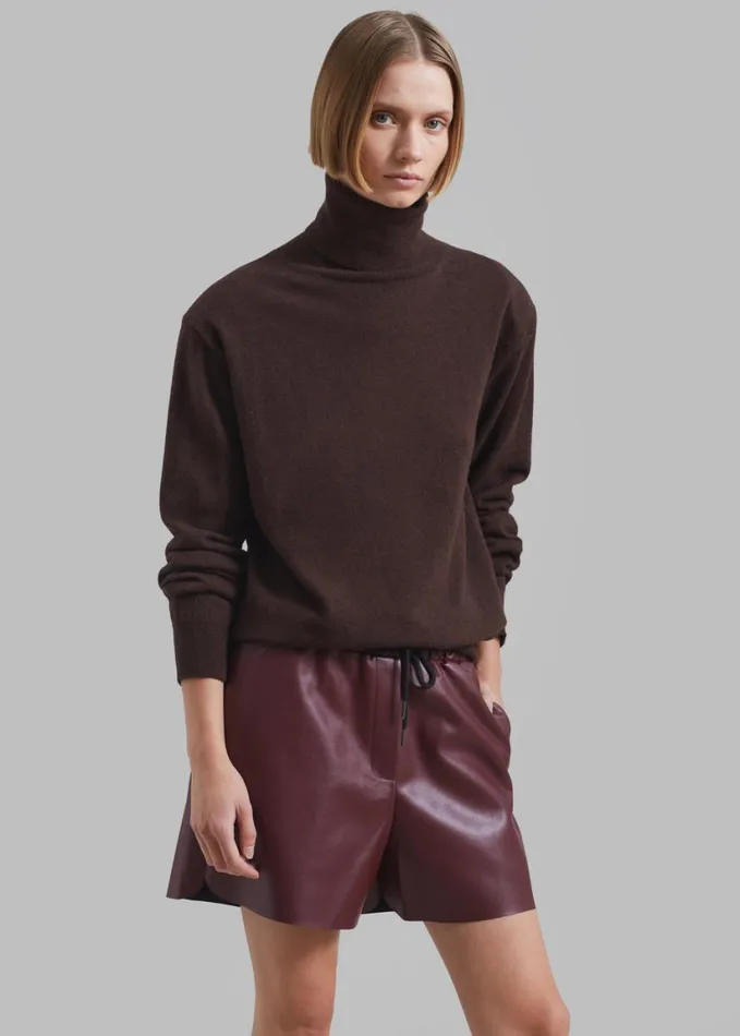 Clothing Women The Frankie Shop Ines Thin Padded Turtleneck 8211 Brown