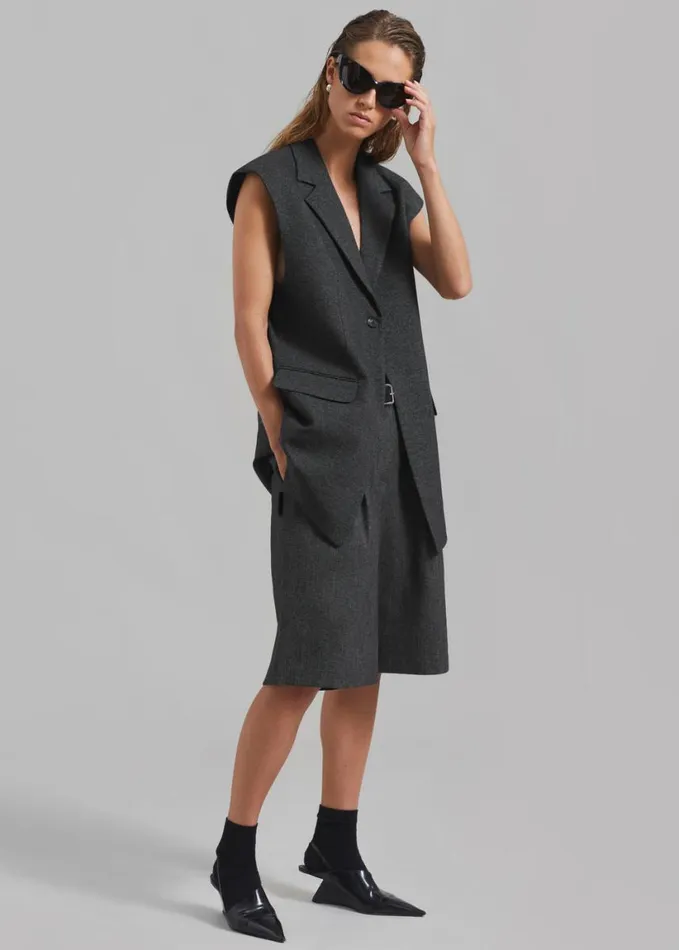 Clothing Women The Frankie Shop Isara Vest 8211 Dark Grey Melange