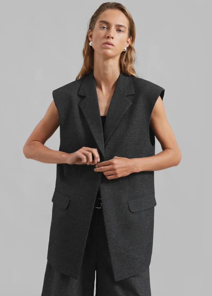 Clothing Women The Frankie Shop Isara Vest 8211 Dark Grey Melange