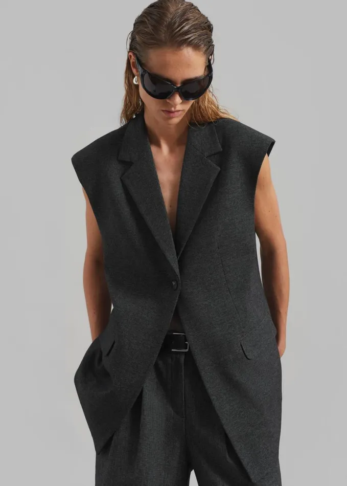 Clothing Women The Frankie Shop Isara Vest 8211 Dark Grey Melange
