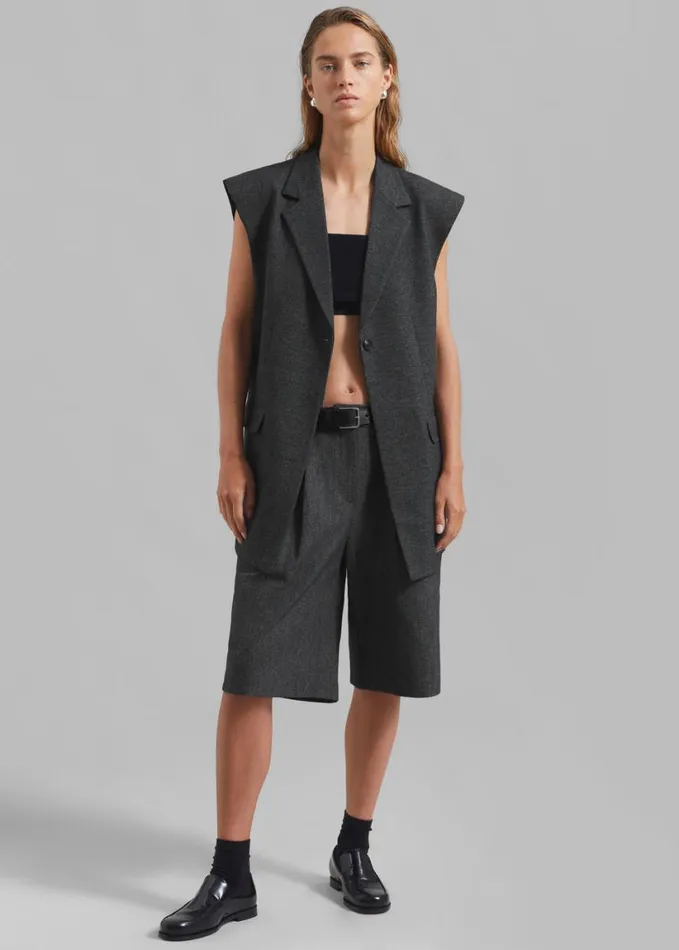 Clothing Women The Frankie Shop Isara Vest 8211 Dark Grey Melange