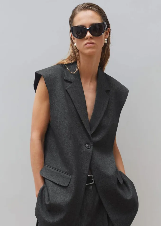 Clothing Women The Frankie Shop Isara Vest 8211 Dark Grey Melange