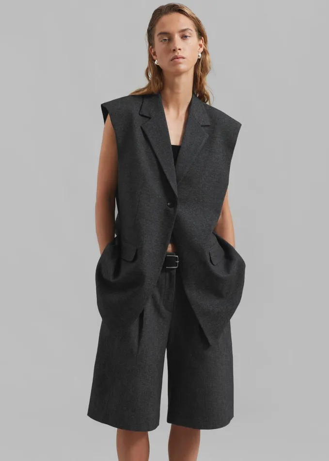 Clothing Women The Frankie Shop Isara Vest 8211 Dark Grey Melange
