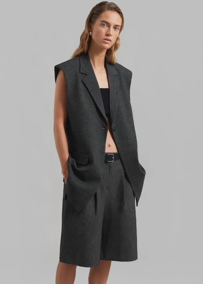Clothing Women The Frankie Shop Isara Vest 8211 Dark Grey Melange