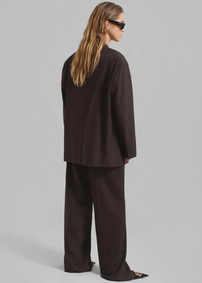 Clothing Women The Frankie Shop Ivey Pintuck Trousers 8211 BrownWhite Pinstripe