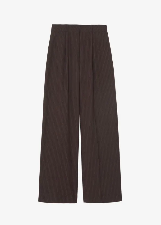 Clothing Women The Frankie Shop Ivey Pintuck Trousers 8211 BrownWhite Pinstripe