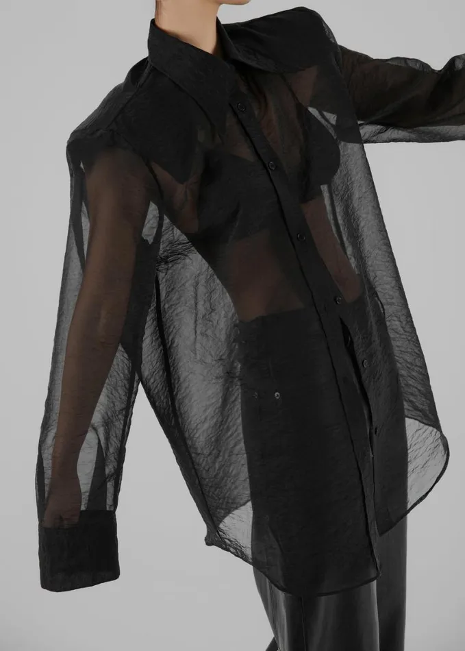 Clothing Women The Frankie Shop Jolene Semi Sheer Shirt 8211 Black