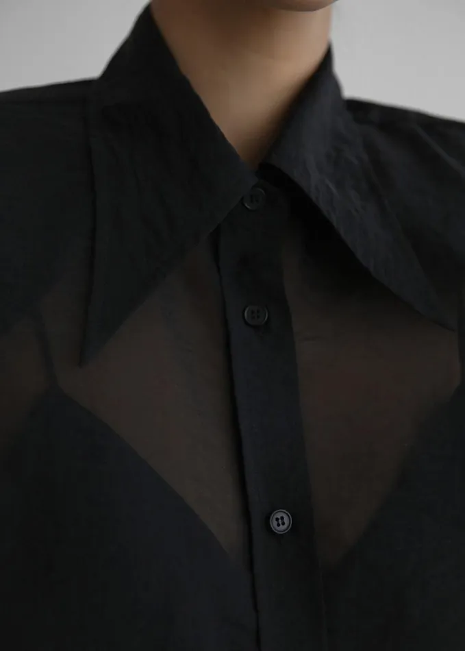 Clothing Women The Frankie Shop Jolene Semi Sheer Shirt 8211 Black