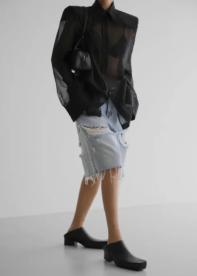 Clothing Women The Frankie Shop Jolene Semi Sheer Shirt 8211 Black