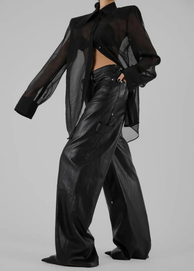 Clothing Women The Frankie Shop Jolene Semi Sheer Shirt 8211 Black