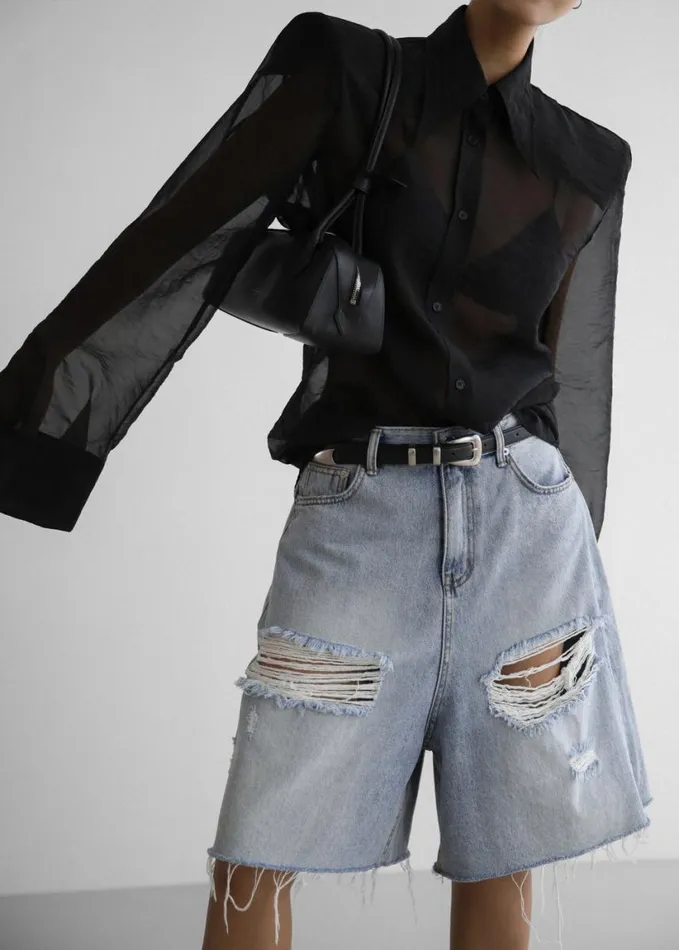 Clothing Women The Frankie Shop Jolene Semi Sheer Shirt 8211 Black