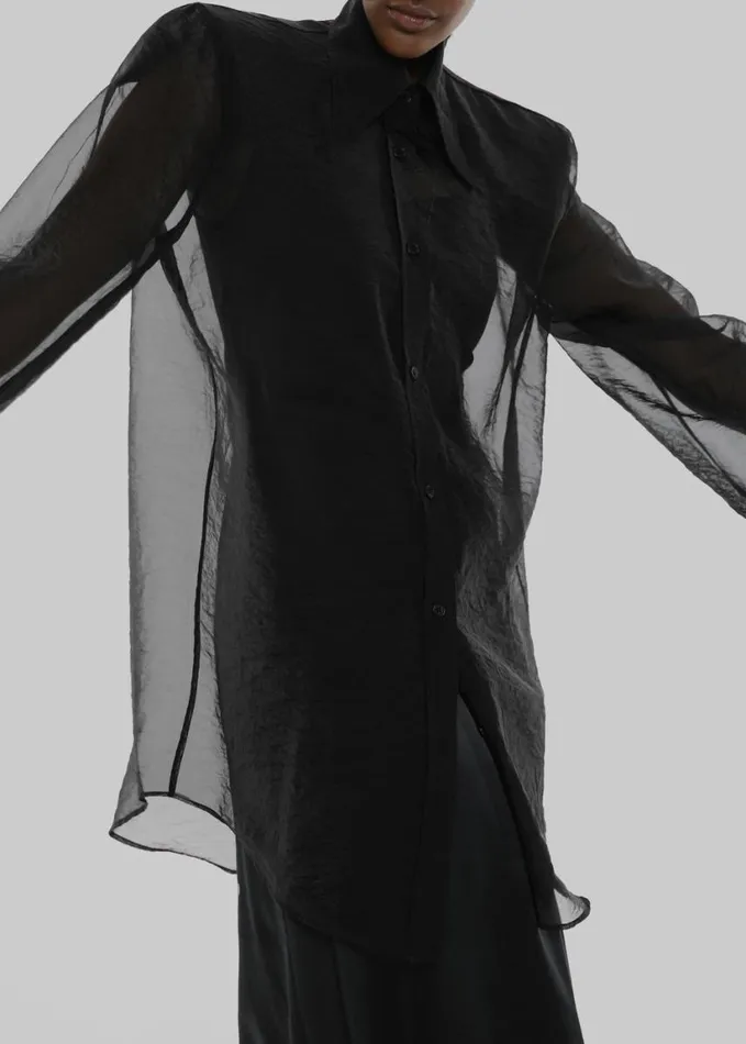Clothing Women The Frankie Shop Jolene Semi Sheer Shirt 8211 Black
