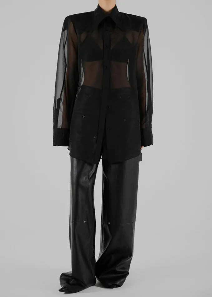 Clothing Women The Frankie Shop Jolene Semi Sheer Shirt 8211 Black