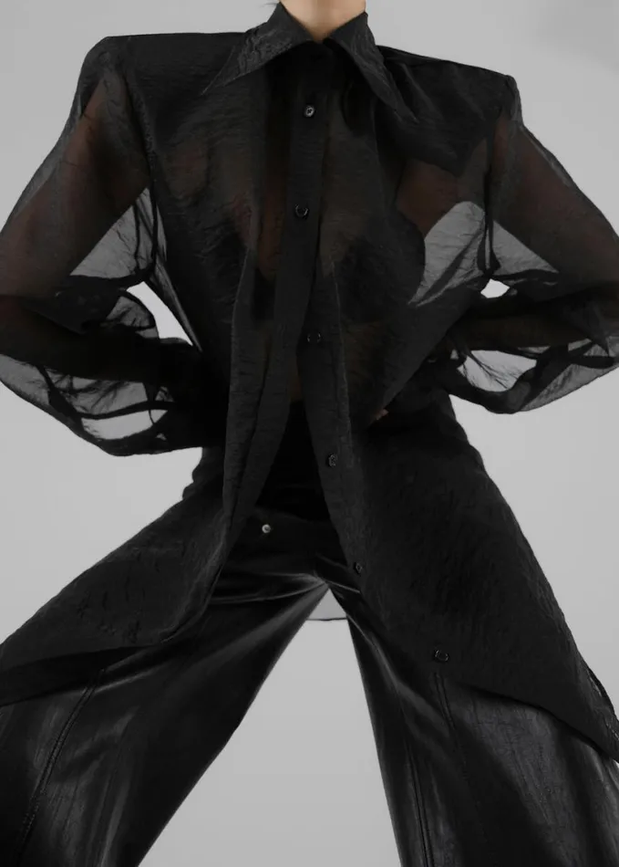 Clothing Women The Frankie Shop Jolene Semi Sheer Shirt 8211 Black