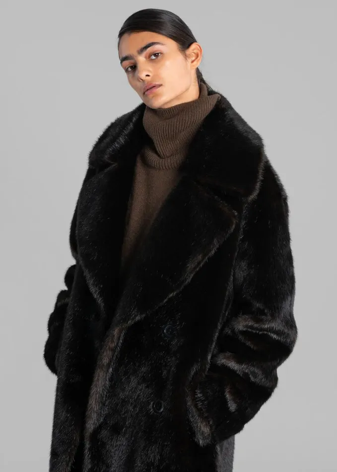 Clothing Women The Frankie Shop Joni Faux Fur Coat 8211 Dark Espresso