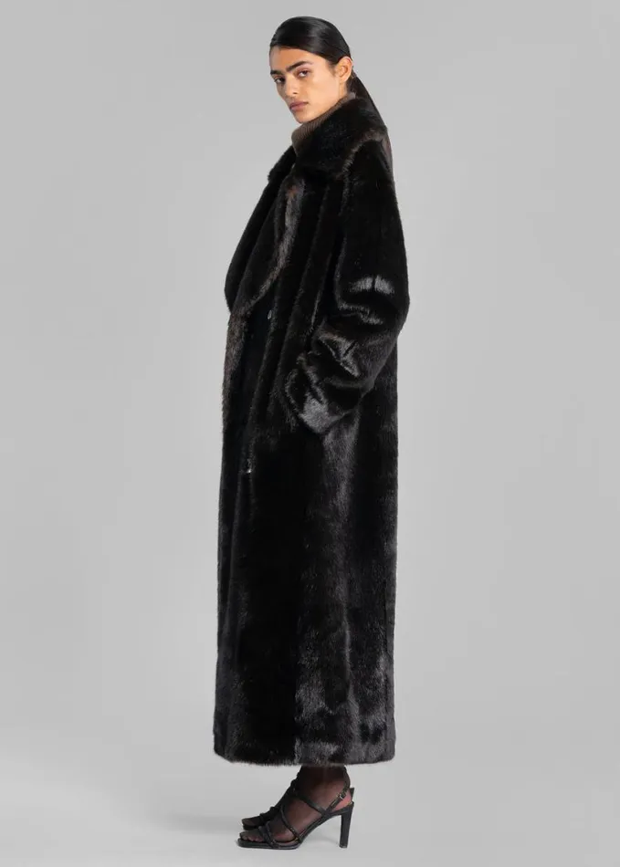 Clothing Women The Frankie Shop Joni Faux Fur Coat 8211 Dark Espresso