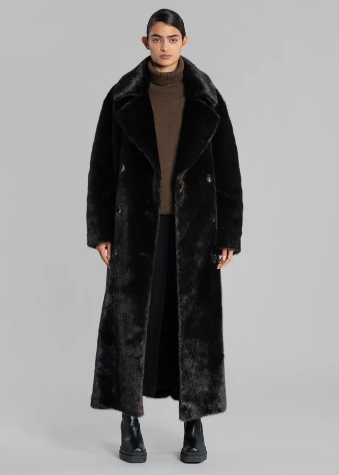 Clothing Women The Frankie Shop Joni Faux Fur Coat 8211 Dark Espresso