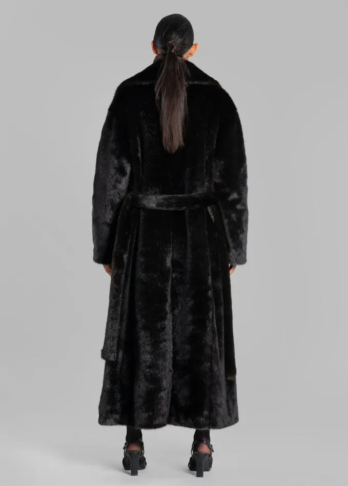Clothing Women The Frankie Shop Joni Faux Fur Coat 8211 Dark Espresso