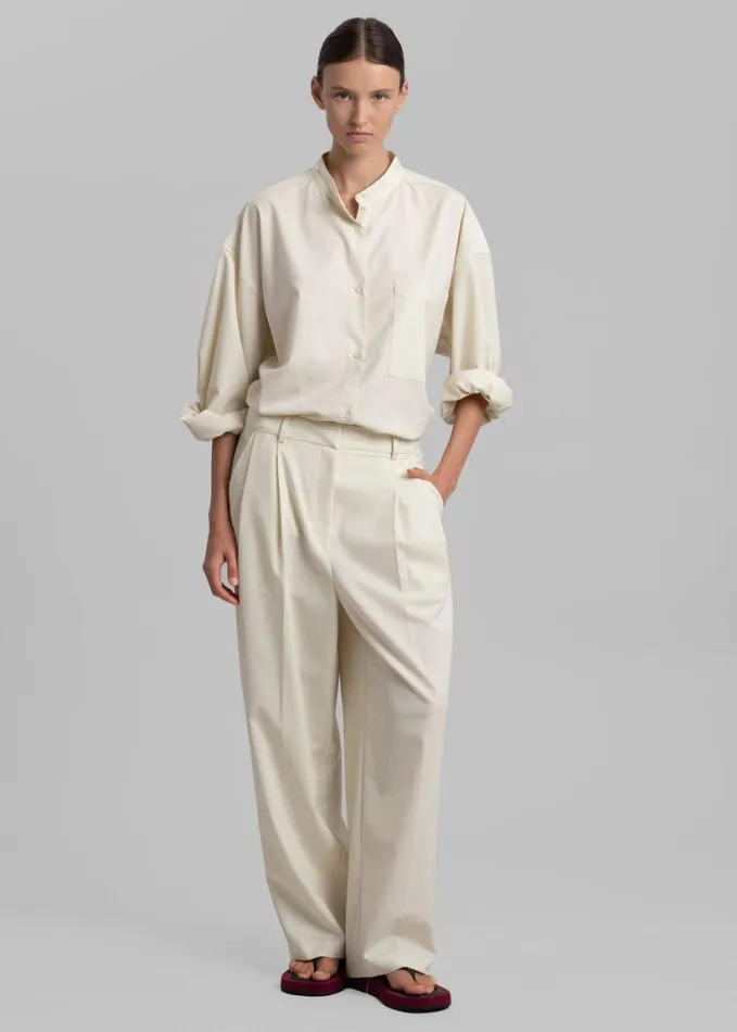 Clothing Women The Frankie Shop Jour Pleated Pants 8211 Cream