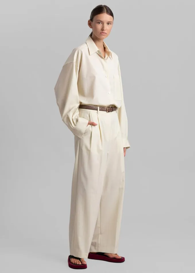 Clothing Women The Frankie Shop Jour Pleated Pants 8211 Cream