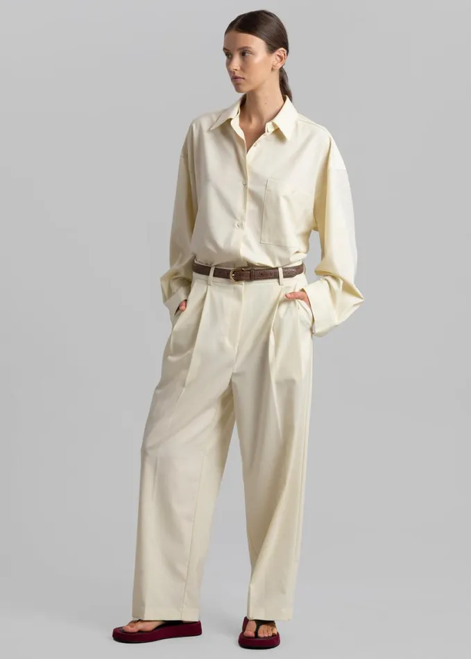 Clothing Women The Frankie Shop Jour Pleated Pants 8211 Cream