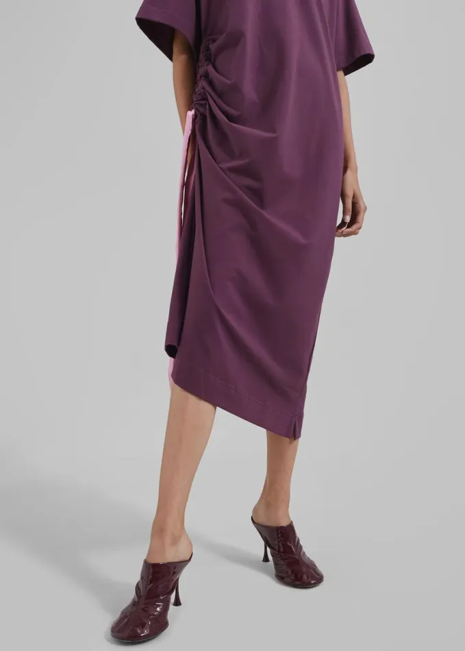 Clothing Women The Frankie Shop JW Anderson Satin Tie TShirt Dress 8211 Plum
