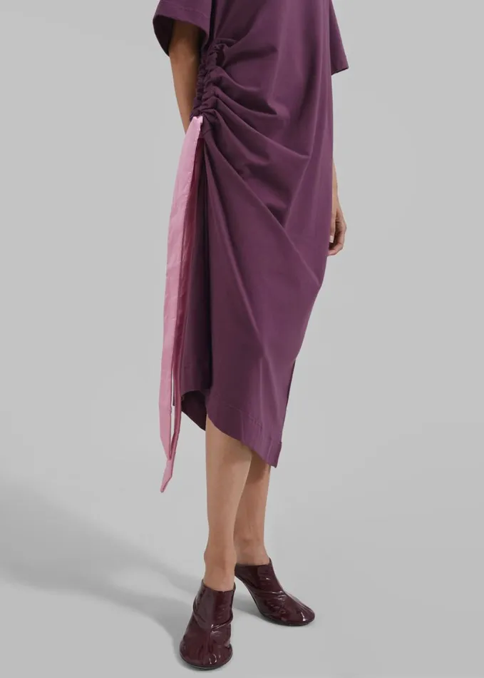 Clothing Women The Frankie Shop JW Anderson Satin Tie TShirt Dress 8211 Plum