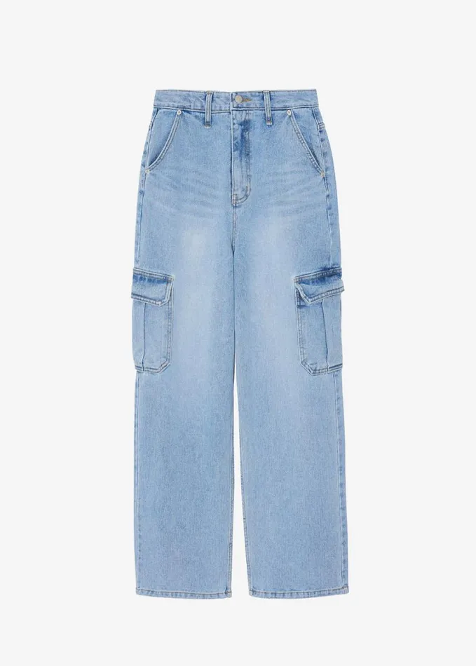 Clothing Women The Frankie Shop Kai Cargo Denim Pants 8211 Worn Wash