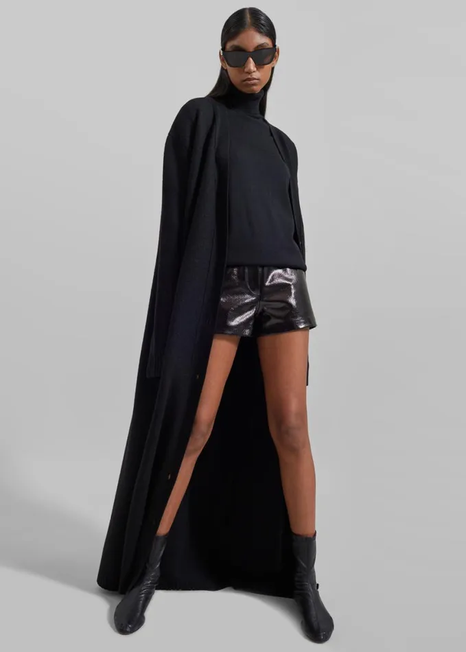 Clothing Women The Frankie Shop Kate Crackled Faux Leather Mini Shorts 8211 Black