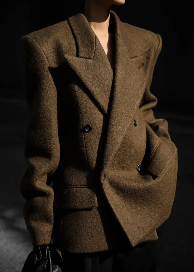 Clothing Women The Frankie Shop Keira Double Breasted Wool Blazer 8211 Brown