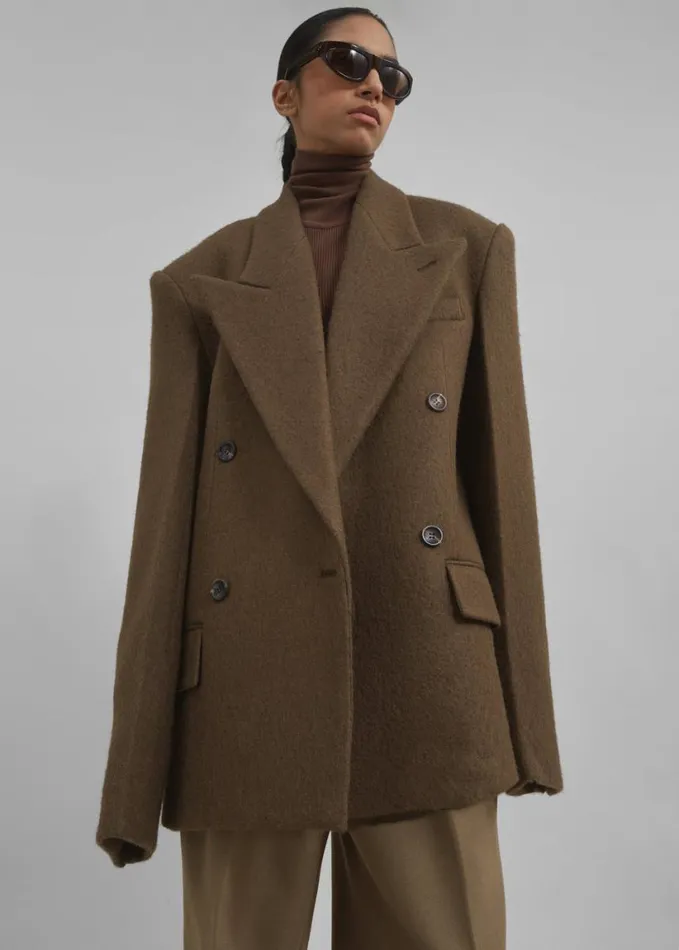 Clothing Women The Frankie Shop Keira Double Breasted Wool Blazer 8211 Brown