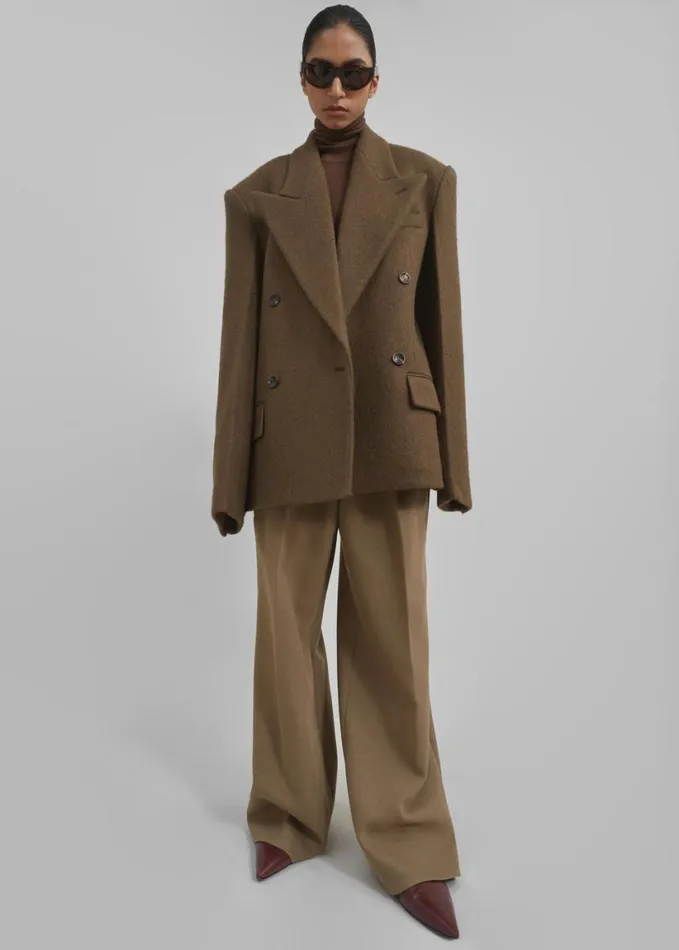 Clothing Women The Frankie Shop Keira Double Breasted Wool Blazer 8211 Brown