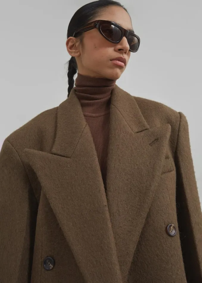 Clothing Women The Frankie Shop Keira Double Breasted Wool Blazer 8211 Brown