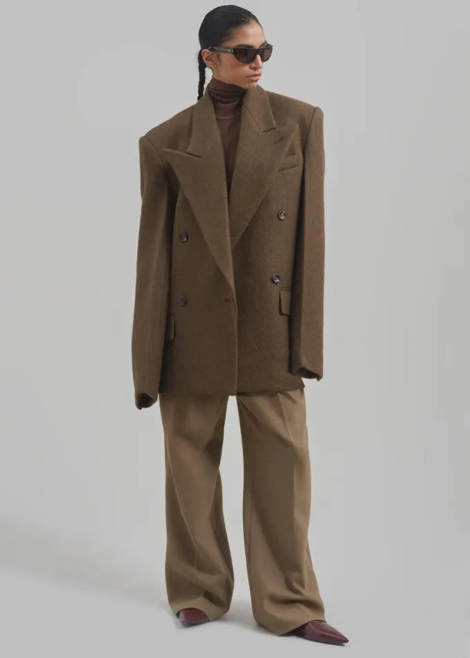 Clothing Women The Frankie Shop Keira Double Breasted Wool Blazer 8211 Brown