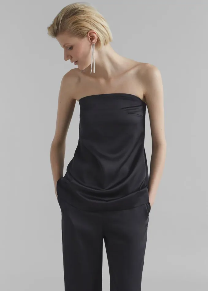 Clothing Women The Frankie Shop Kit Satin Strapless Top 8211 Black