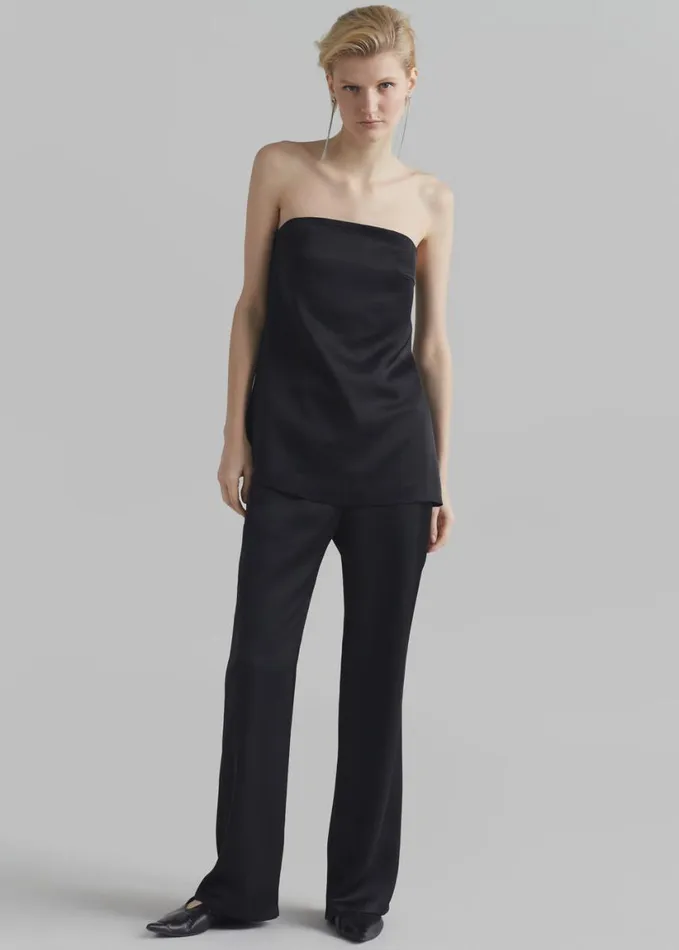 Clothing Women The Frankie Shop Kit Satin Strapless Top 8211 Black