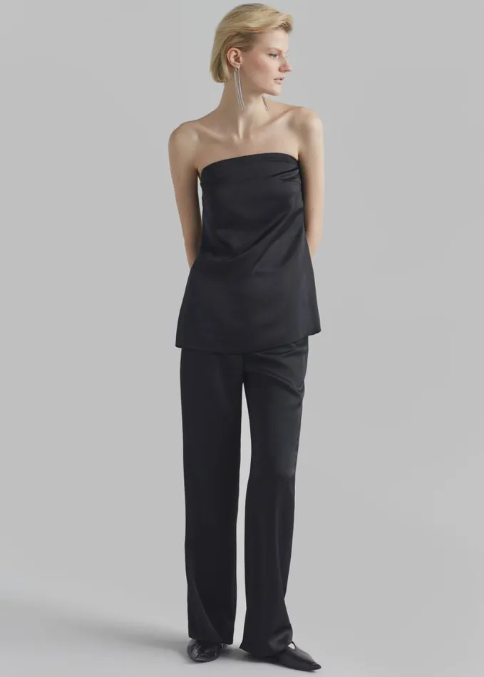 Clothing Women The Frankie Shop Kit Satin Strapless Top 8211 Black