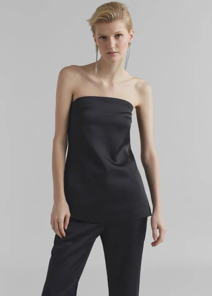 Clothing Women The Frankie Shop Kit Satin Strapless Top 8211 Black