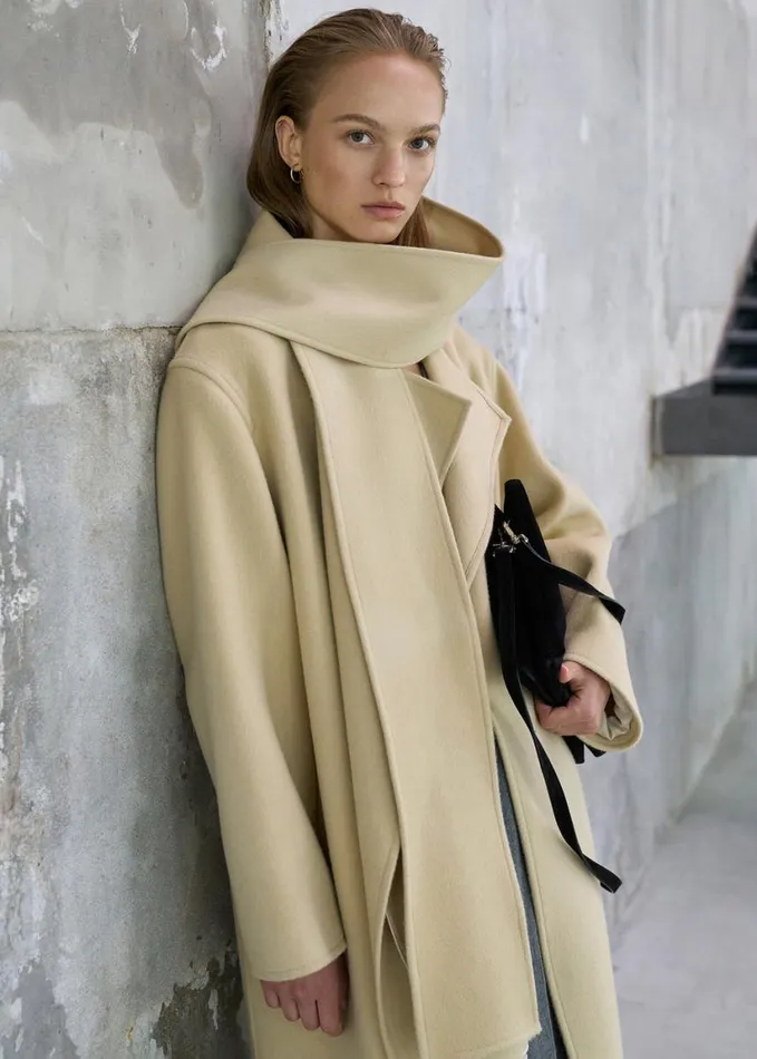 Clothing Women The Frankie Shop Kiva Wool Coat 8211 Beige