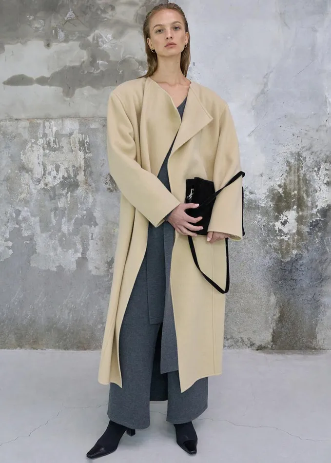 Clothing Women The Frankie Shop Kiva Wool Coat 8211 Beige