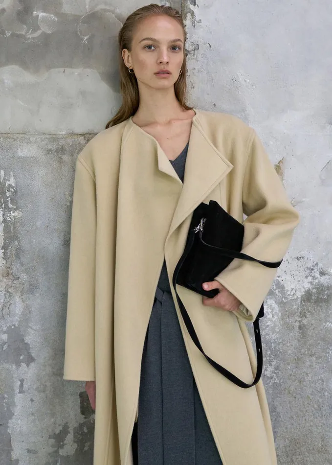 Clothing Women The Frankie Shop Kiva Wool Coat 8211 Beige