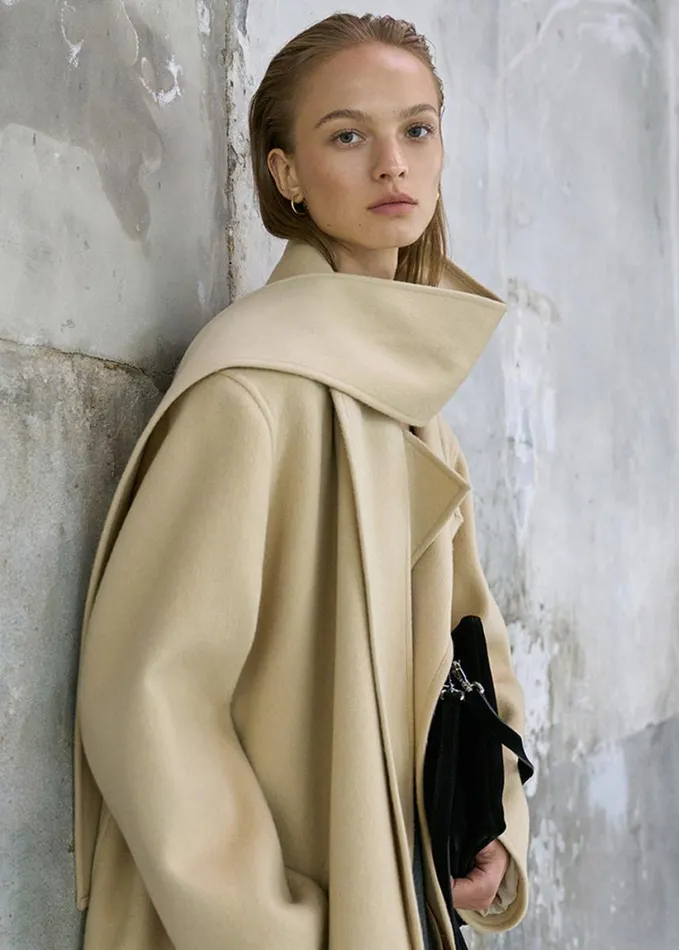 Clothing Women The Frankie Shop Kiva Wool Coat 8211 Beige