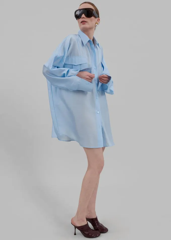 Clothing Women The Frankie Shop Laure Oversized Sheer Shirt 8211 Sky