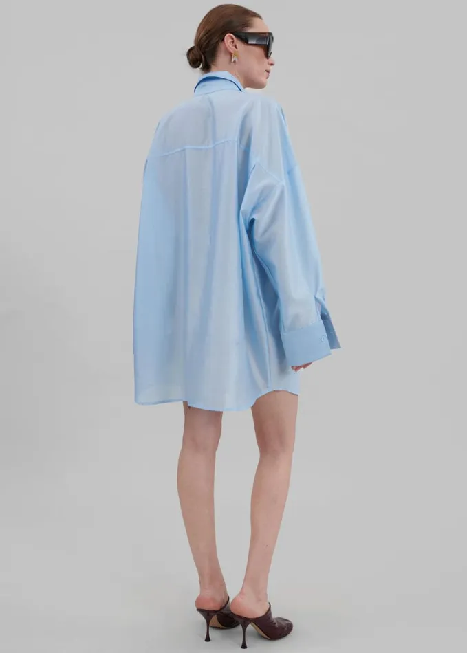 Clothing Women The Frankie Shop Laure Oversized Sheer Shirt 8211 Sky