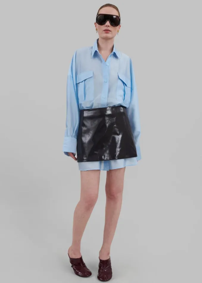 Clothing Women The Frankie Shop Laure Oversized Sheer Shirt 8211 Sky